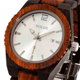 Men's Custom Engrave Ebony & Rose Wooden Watch White Face