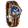 Men's Dual Wheel Automatic Ambila Wood Watch Blue Modern