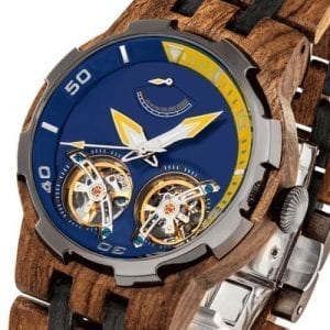 Wilds Men’s Dual Wheel Automatic Ambila Wood Watch