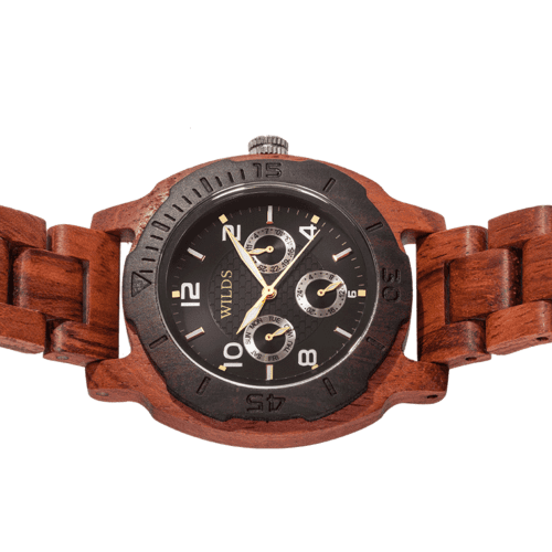 Men's Multi-Function Custom Kosso Wooden Watch Black Face