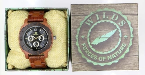 Men's Multi-Function Custom Kosso Wooden Watch Open Box