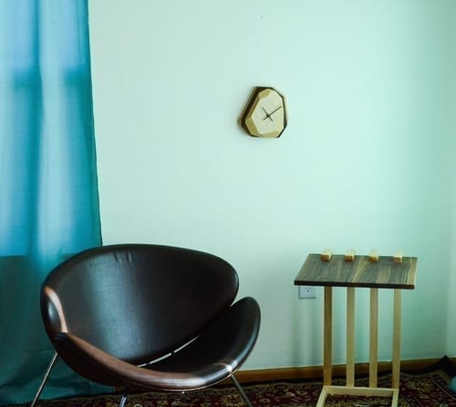 Modern Living Room Clock, Table and Chair