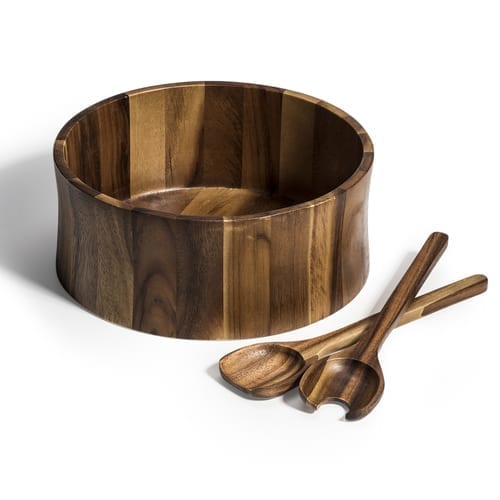 Acacia Wood Salad Bowl with Servers