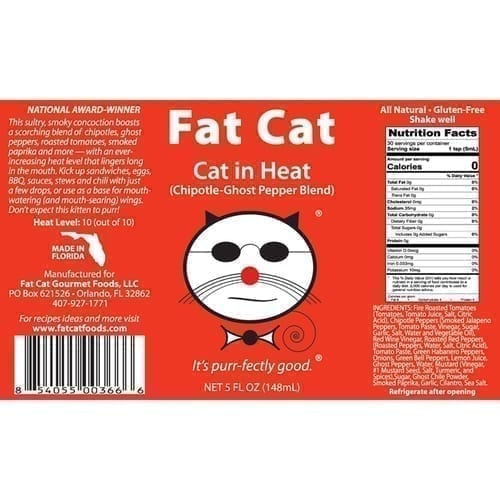 Fat Cat Cat In Heat Chipotle-Ghost Pepper Blend Hot Sauce