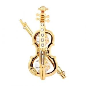 24K gold plated violin with Swarovski crystal