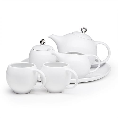 EVA 6-Piece Tea Set – White Porcelain