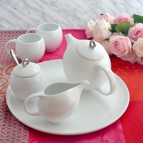 EVA 6-Piece Tea Set – White Porcelain