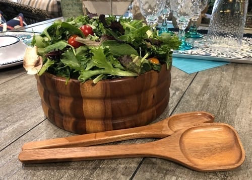 Acacia Wood Salad Bowl with Servers