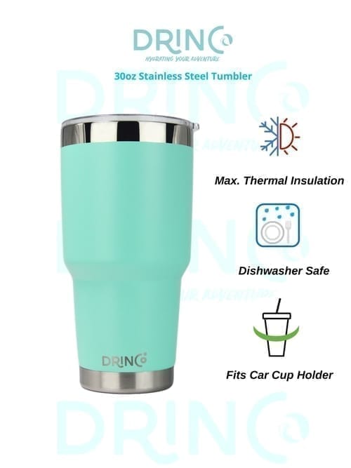 DRINCO® 30oz Insulated Tumbler Spill Proof Lid w/2 Straws (Teal)