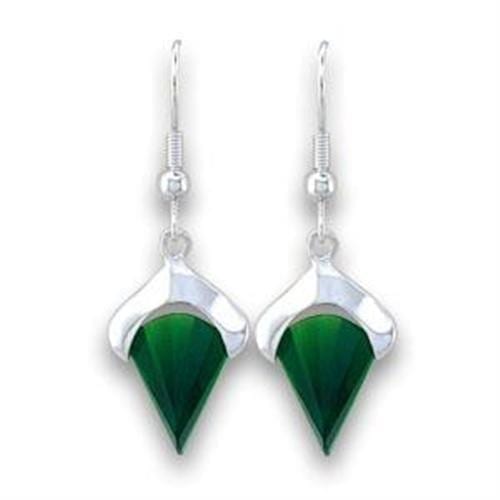 Sterling Silver Earrings with Emerald Glass
