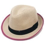 Pink Rim Natural Fedora Hat