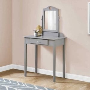 Grey Vanity Mirror and Storage Drawer