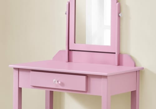 Pink Vanity Mirror and Storage Drawer