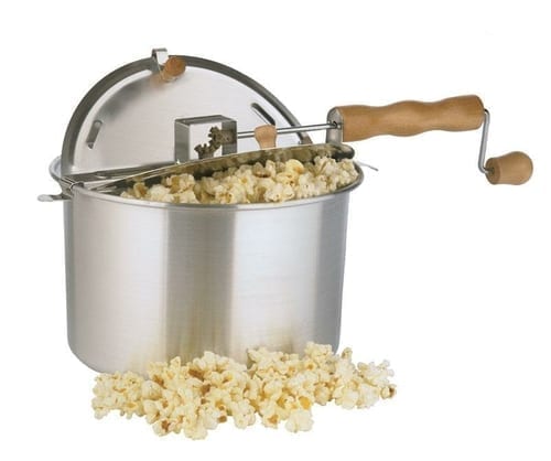 Whirley Pop Aluminum Stove Top Popcorn Popper 16.5 in. 6 qt. Silver