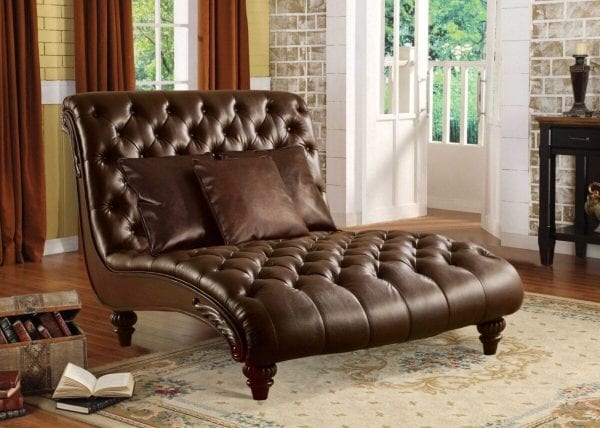 2-Tone Brown PU Upholstery Wood Couch