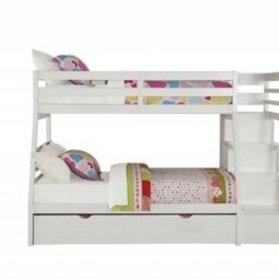 Twin Over Full White Storage Ladder And Trundle Bunk