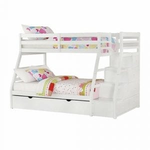 Twin Over Full White Storage Ladder And Trundle Bunk