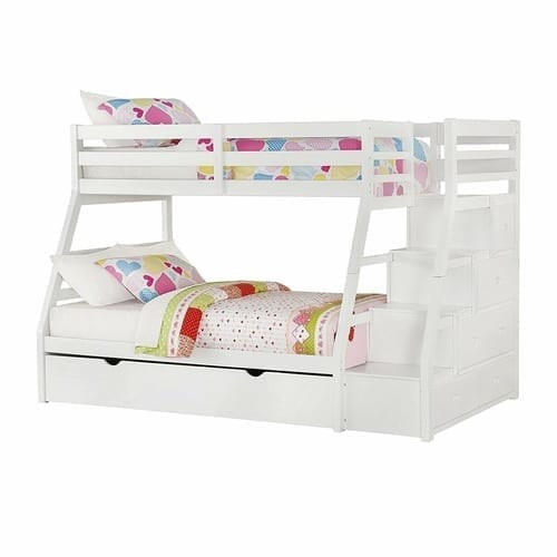Twin Over Full White Trundle Bunk Bed