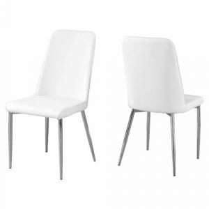 White or Black Foam Metal Leather Look Dining Chairs 2pcs