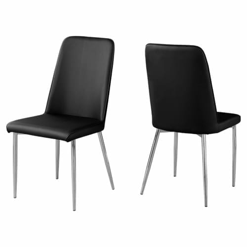 White or Black Foam Metal Leather Look Dining Chairs 2pcs