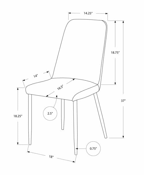 White or Black Foam Metal Leather Look Dining Chairs 2pcs