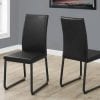 Two Black Faux Leather and Metal Dining Chairs