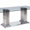 Stainless Steel Clear Glass Mirror Dining Table