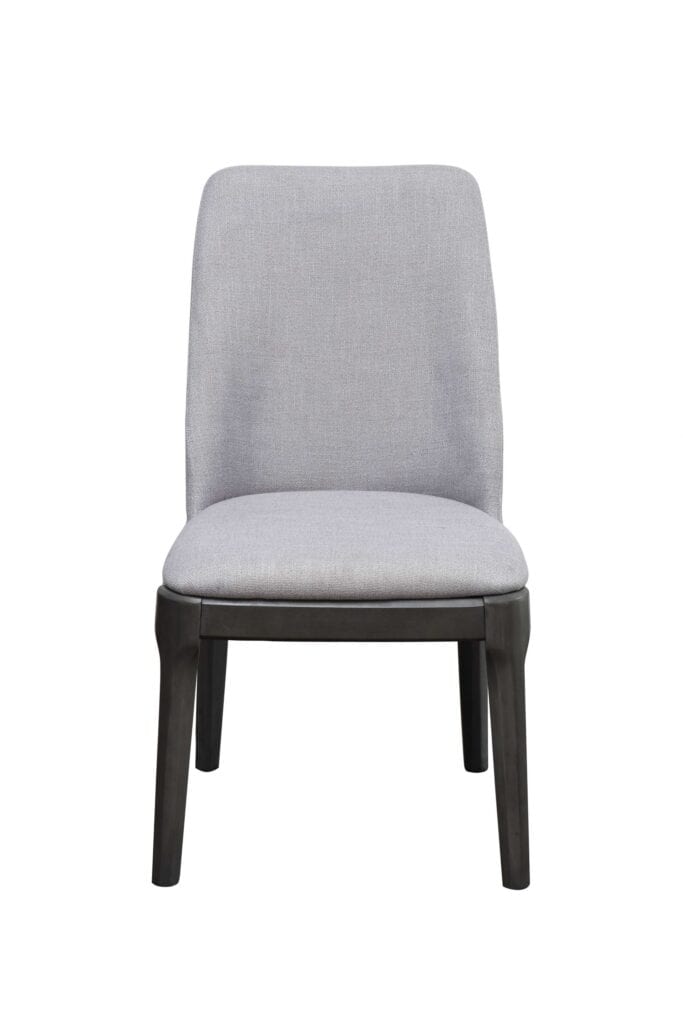 Light Gray Linen Upholstered Seat and Oak Wood Side Chair