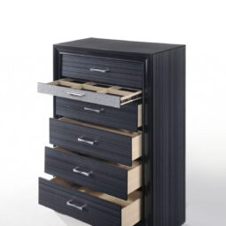 Sleek 51" Black 6 Drawer Chest Dresser