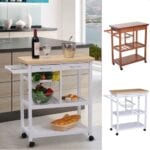 HOMCOM Wooden Kitchen Trolley Cart
