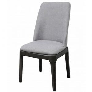 Light Gray Linen Upholstered Seat and Oak Wood Side Chair