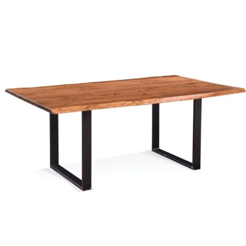 Natural Live Edge Cherry Wood And Black Steel Dining Table