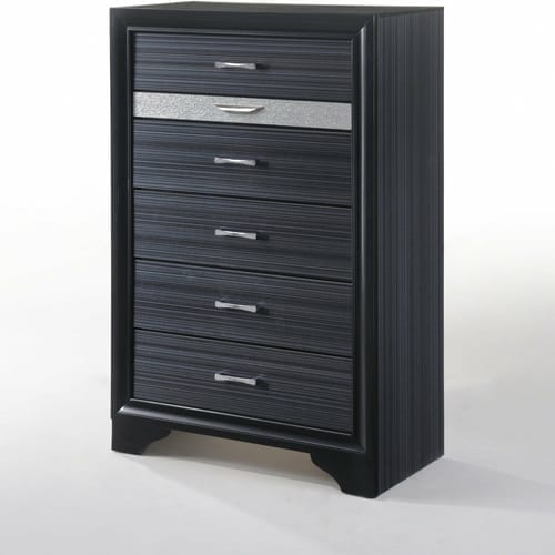 Sleek 51" Black 6 Drawer Chest Dresser