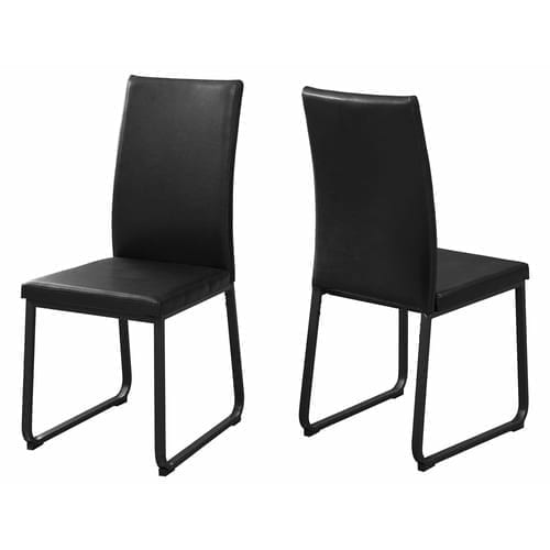 Two Black Faux Leather and Metal Dining Chairs