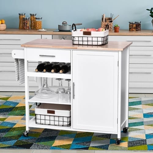 HOMCOM Kitchen Trolley Serving Cart