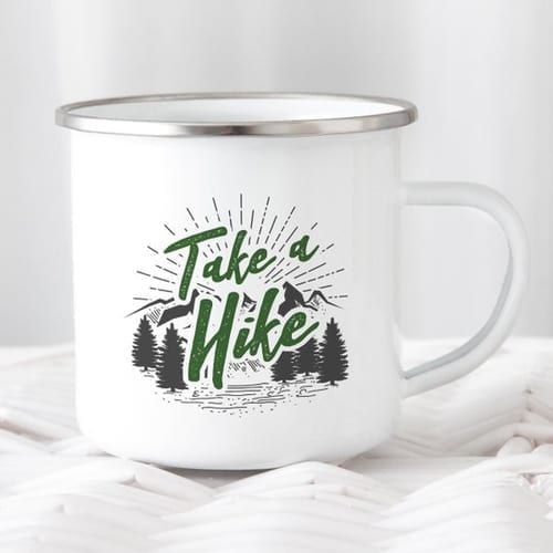 Hiking Gift for Hiker Enamel Mug Wanderlust