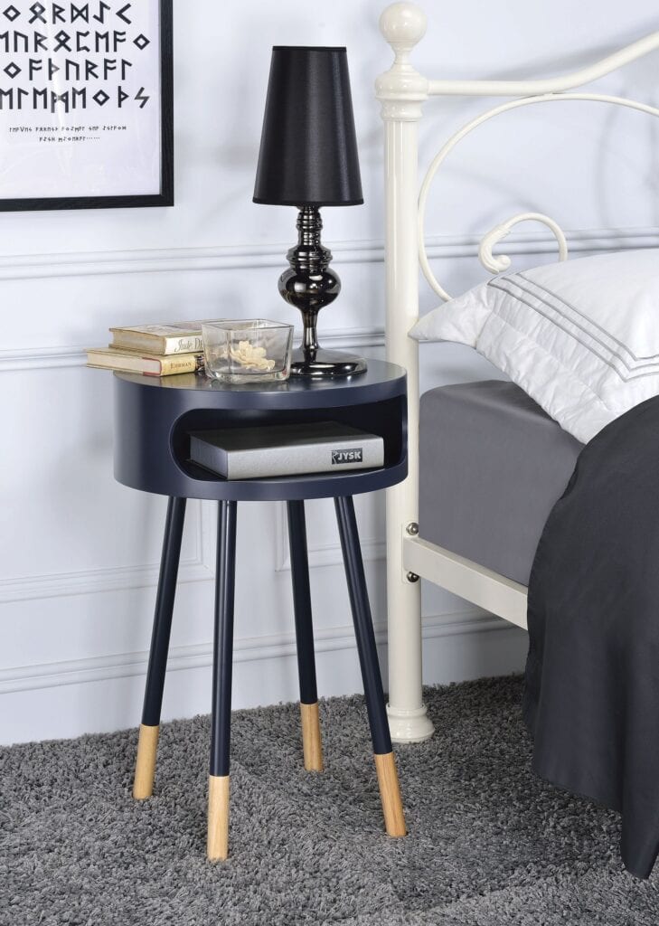 White Bentwood Retro Carved Shelf Wooden End Table