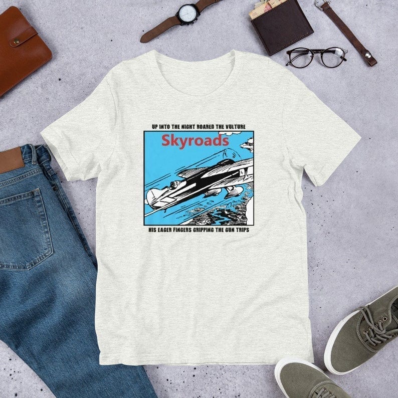 Skyroads - Classic Cartoon Biplane Art Short-Sleeve Mens T-Shirt
