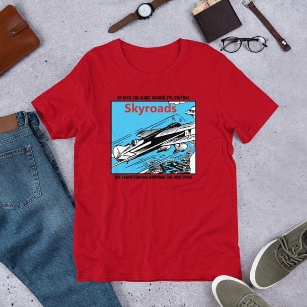 Skyroads - Classic Cartoon Biplane Art Short-Sleeve Mens T-Shirt