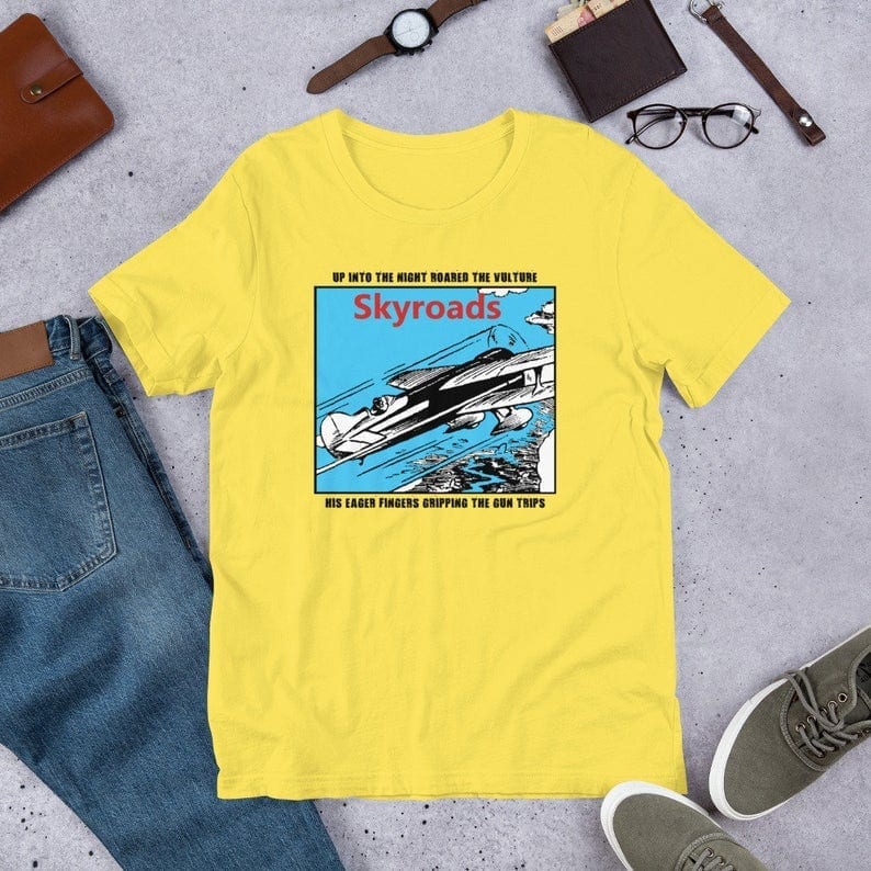 Skyroads - Classic Cartoon Biplane Art Short-Sleeve Mens T-Shirt