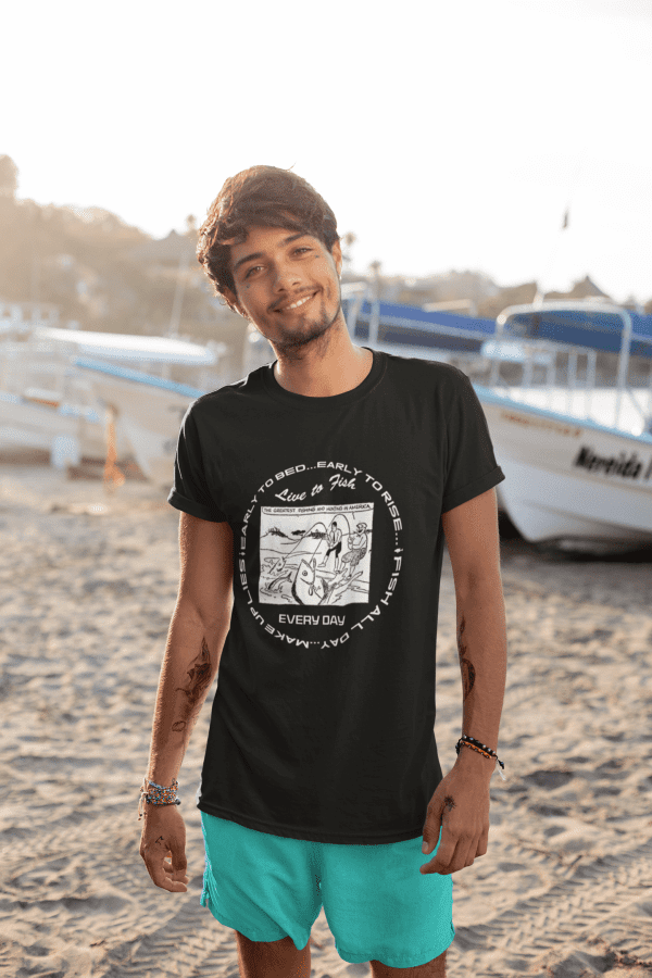 Live to Fish * Every Day Classic Fishing Cartoon T-Shirt