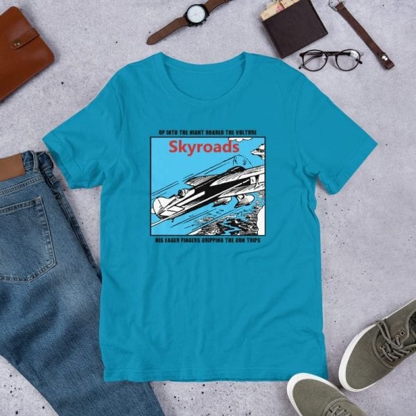 Skyroads - Classic Cartoon Biplane Art Short-Sleeve Mens T-Shirt